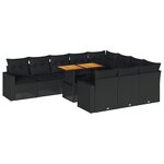 vidaXL Salon de jardin 11 Pièces avec coussins noir résine tressée