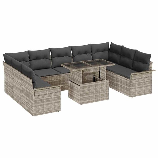 vidaXL Ensemble de canapé de jardin 10 Pièces Gris clair 100 x 55 x 73 cm