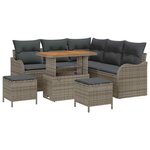 vidaXL Ensemble de canapé de jardin 8 Pièces Gris polyrotin