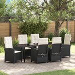 vidaXL Ensemble de jardin 7 pièces avec coussins en rotin noir