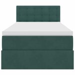 vidaXL Lit de rangement LED avec matelas Vert foncé 100 x 200 cm