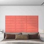 vidaXL Tête de lit murale 12 Pièces Rose Velours