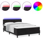 Lit à ressorts vidaXL avec matelas et LED Noir 160x200 cm Velours