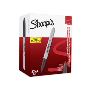 SHARPIE 36 Marqueurs permanents Noirs - Pointe Fine
