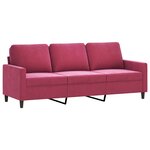 vidaXL Ensemble de canapés 3 Pièces avec coussins rouge bordeaux velours