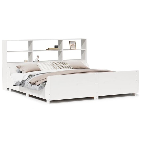 vidaXL Lit bibliothèque sans matelas blanc 180x200 cm bois massif