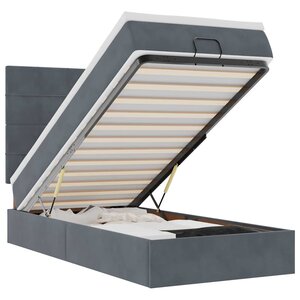 vidaXL Cadre de lit ottoman avec matelas gris foncé 80x200 cm velours