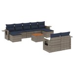 vidaXL Salon de jardin 10 Pièces avec coussins gris résine tressée