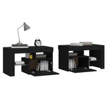 vidaXL Tables de chevet 2 Pièces et lumières LED Noir 70x36 5x40 cm
