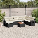 vidaXL Salon de jardin 9 Pièces avec coussins noir résine tressée