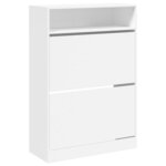 vidaXL Armoire à chaussures 2 tiroirs rabattables blanc 80x34x116 cm