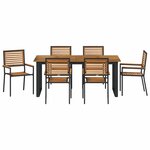 vidaXL Ensemble de salle à manger pour jardin 7 Pièces Noir