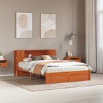 vidaXL Cadre de lit avec tête de lit de rangement Cire marron
