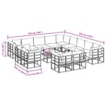 vidaXL Ensemble de canapé de jardin avec coussin 14 Pièces Noir Aluminium
