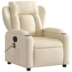vidaXL Fauteuil inclinable de massage électrique crème tissu
