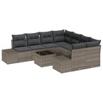vidaXL Ensemble de canapé de jardin 9 Pièces Gris Poly rotin