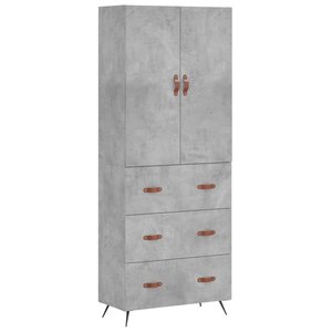vidaXL Buffet haut Gris béton 69 5x34x180 cm Bois d'ingénierie