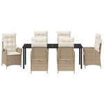 vidaXL Ensemble de salle à manger de jardin 7 pièces avec coussins beige en poly rattan