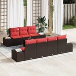vidaXL Ensemble de canapé de jardin avec coussin 8 Pièces Beige et Rouge