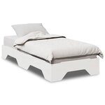 vidaXL Cadre de lit sans matelas empilable blanc 75x190 cm bois massif