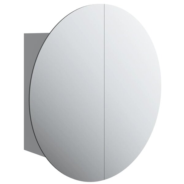 vidaXL Armoire de salle de bain miroir rond et LED Gris 40x40x17 5 cm