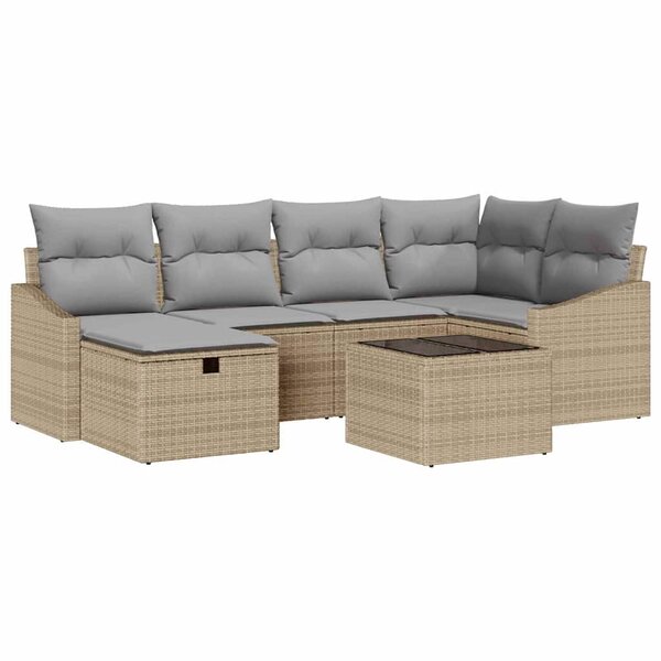vidaXL Ensemble de canapé de jardin 7 Pièces Beige 55 x 62 x 69 cm