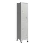 Casier de bureau armoire meuble de rangement pour bureau atelier chambre acier métallique avec 2 portes acier laqué 180 x 38 x 45 cm gris 03_0006346
