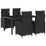 vidaXL Ensemble de repas extérieur 5 Pièces Noir 150 x 90 x 75 cm
