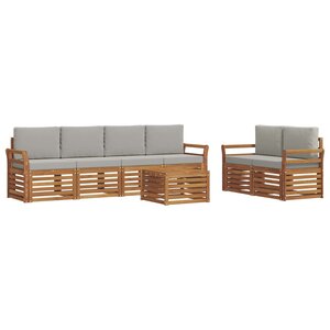 vidaXL Ensemble de canapés d'extérieur 7 pc Gris Naturel et Clair