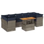 vidaXL Salon de jardin 8 Pièces avec coussins gris résine tressée