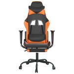 vidaXL Chaise de jeu avec repose-pied Noir et orange Similicuir