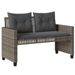 vidaXL Salon de jardin avec coussins 4 Pièces gris résine tressée verre