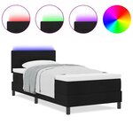 vidaXL Lit Box Spring avec Matelas & LED Noir 90x190 cm Tissu