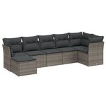 vidaXL Salon de jardin avec coussins 7 Pièces gris résine tressée