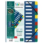 Trieur Harmonika® À Fenêtres Avec Élastiques Véritable Carte Lustrée 24 Compartiments - Bleu - X 4 - Exacompta