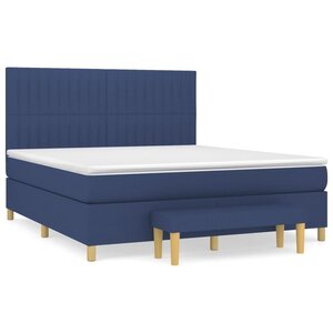 vidaXL Sommier à lattes de lit avec matelas Bleu 180x200 cm Tissu