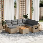 vidaXL Salon de jardin avec coussins 8Pièces mélange beige résine tressée