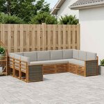 vidaXL Ensemble de canapés d'extérieur 7 pc Naturel et gris clair
