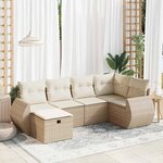 vidaXL Salon de jardin avec coussins 6 Pièces beige résine tressée