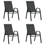 vidaXL Chaises empilables de jardin lot de 4 Noir Tissu textilène