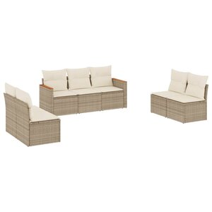 vidaXL Salon de jardin avec coussins 7 Pièces beige résine tressée