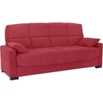 Clic clac 3 places MEGAN 14 - Tissu Soro rouge - Avec accoudoirs - Couchage 130 x 190 cm - 223 x 96 x 103 cm