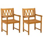 vidaXL Chaises de jardin 2 pc Naturel Bois d'Acacia Massif