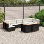 vidaXL Salon de jardin 9 Pièces avec coussins noir résine tressée