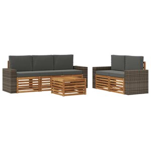 vidaXL Ensemble de canapés d'extérieur 6 pc Naturel et Anthracite