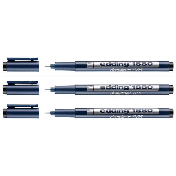 Feutre Fin de Précision 1880 Pointe Calibrée Noir (0.05) 0 2 mm x 3 EDDING