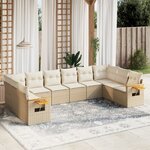 vidaXL Salon de jardin avec coussins 10 Pièces beige résine tressée