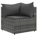 vidaXL Salon de jardin 4 Pièces avec coussins Gris Résine tressée