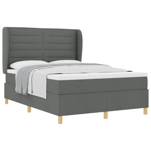vidaXL Lit à ressorts avec matelas Gris foncé 200 x 140 cm tissu