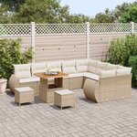 vidaXL Ensemble de canapé de jardin avec coussin 12 Pièces beige et crème